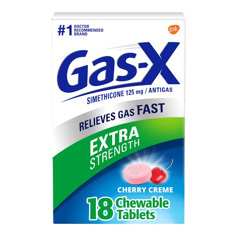 Gas-X Extra Strength Chewable Gas Relief Tablets with Simethicone 125 mg, Cherry - 18 Count - Image 1